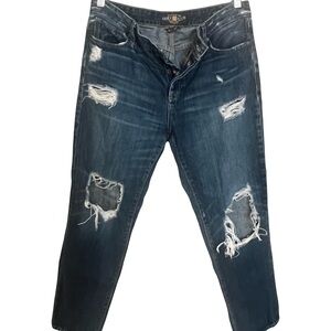 Lucky Brand Women's Relaxed Dark Blue Distressed Jeans